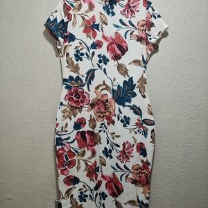 SHEIN White Floral Midi Dress
